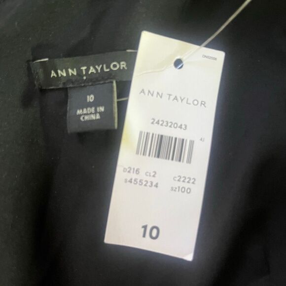 Ann Taylor Flutter Sleeve Black Velvet Ribbon Waist Dress Sz10 NWT - Picture 7 of 9